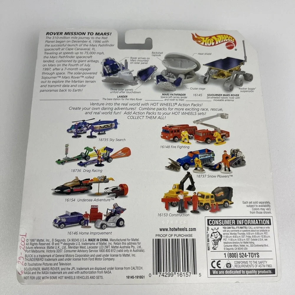 1996 Hot Wheels Action Pack JPL Sojourner Mars Rover Mission To Mars